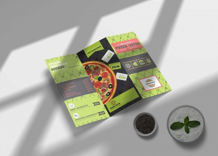 Free Healthy Green Tri-Fold Menu Template