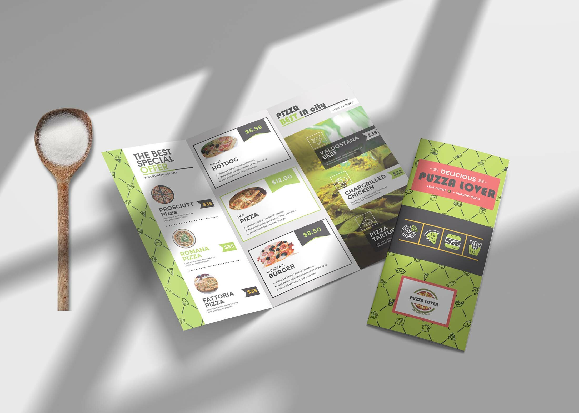 Free Healthy Green Tri-Fold Menu Template