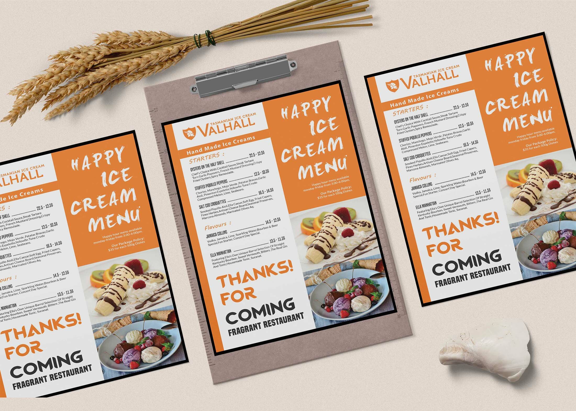 Free Ice Cream Shop Menu Template