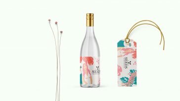 Free Beautiful Seed Wine Bottle Scene Mockup