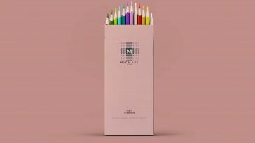 Free Minimal Pencil Box Packaging Mockup