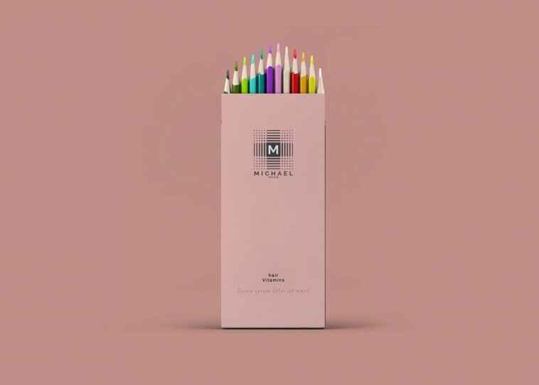 Free Minimal Pencil Box Packaging Mockup