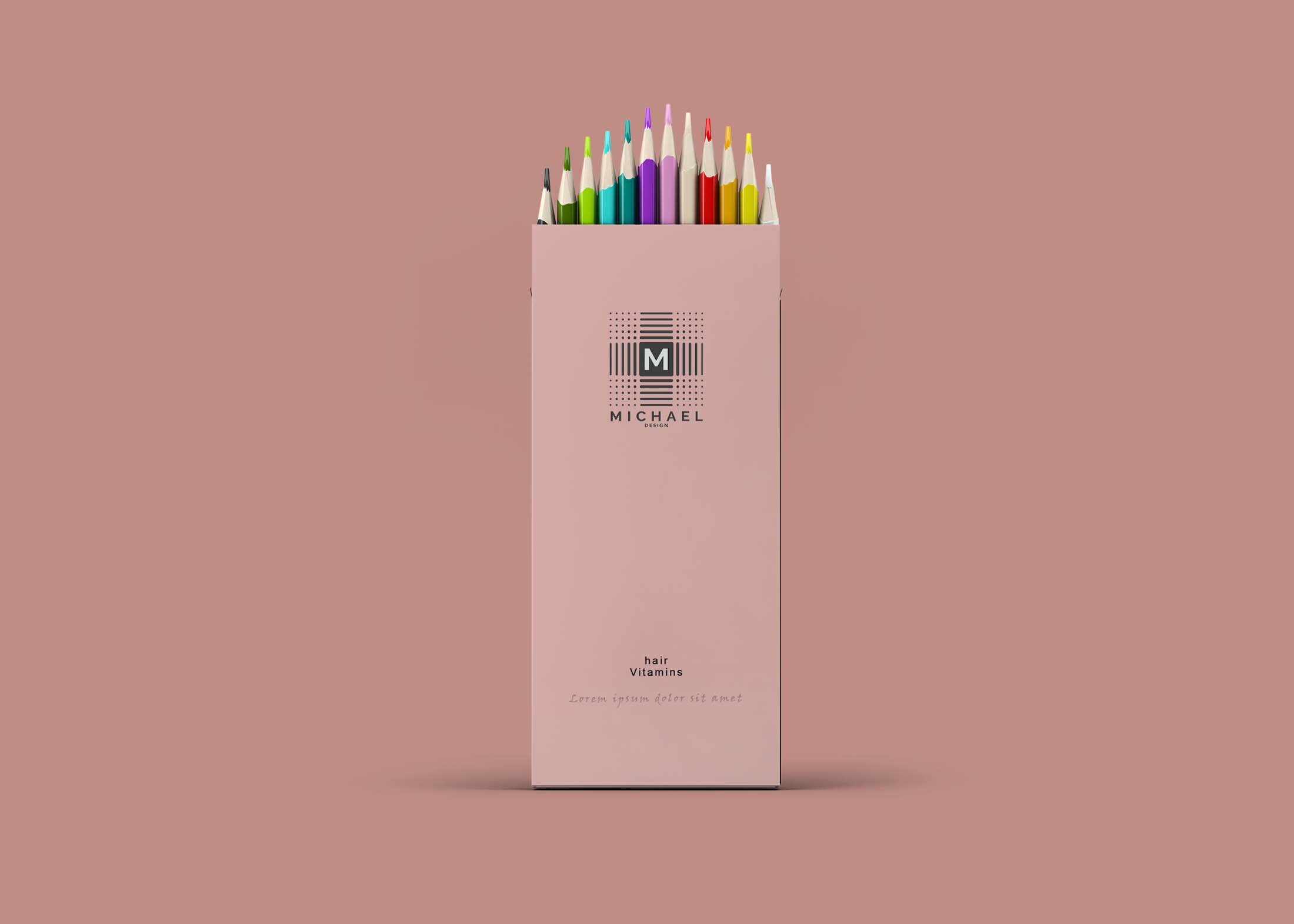 Free Minimal Pencil Box Packaging Mockup
