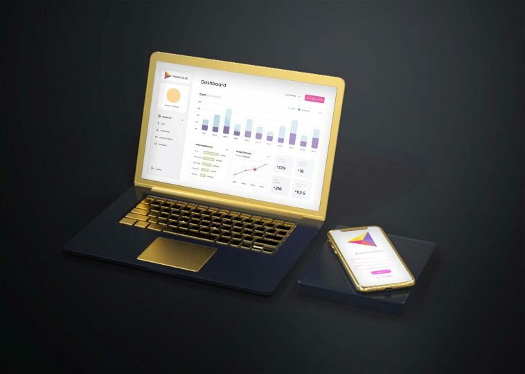 Free Gold Macbook and iPhone Mockup