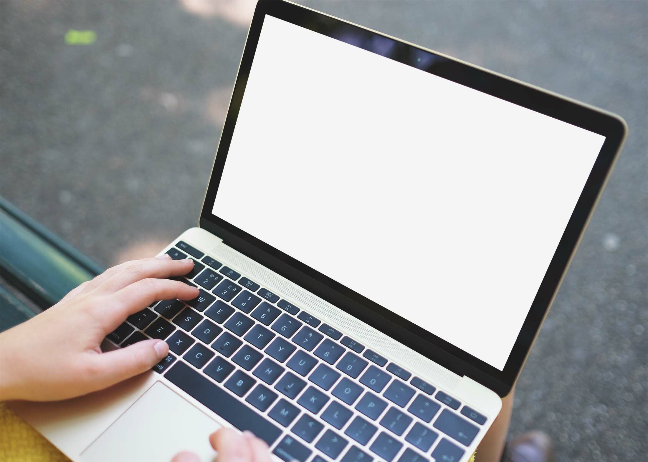 Free Laptop with Hand Mockup